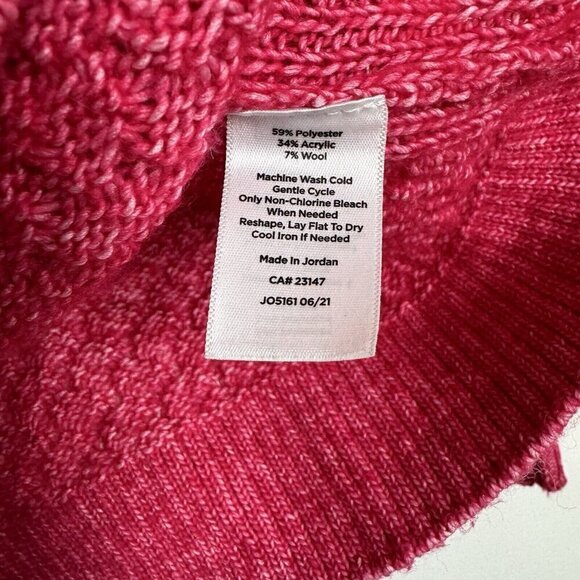 Talbots Textured Stitch Sweater Pink Punch Mock Neck Long Sleeve Size Medium - Picture 4 of 5